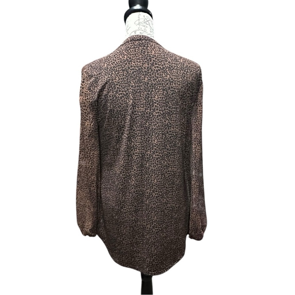 White House Black Market Brown and Black Leopard Print Layered Top Size Small - Picture 3 of 6